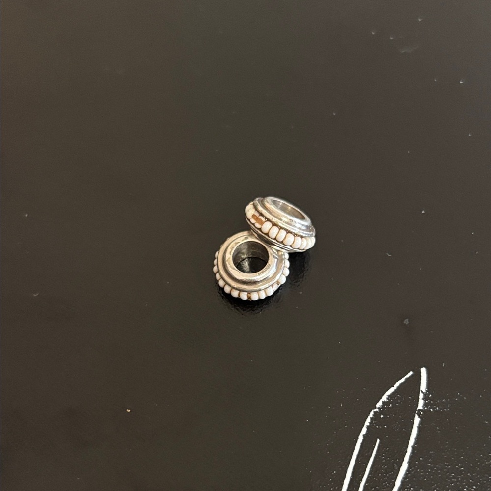 Brighton silver spacer beads with tiny white beads. - Picture 4 of 4